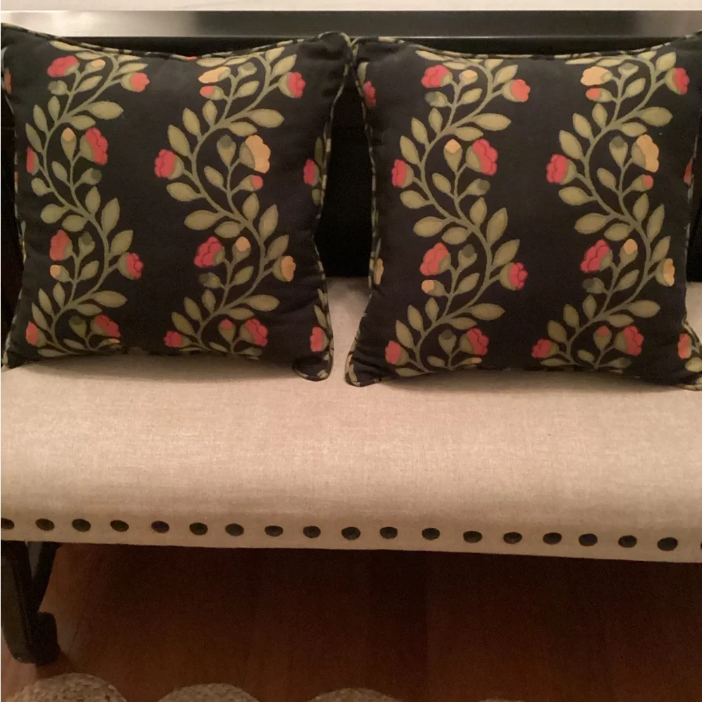Accent Pillows, 18” x 18” embroidered poppy floral design. $25 EACH